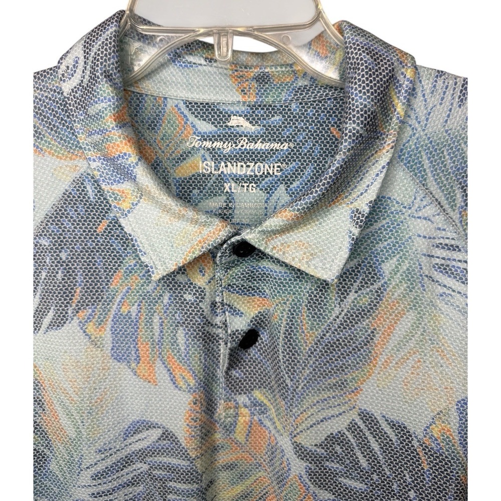 Tommy‎ Bahama IslandZone Mens XL Short Sleeve Polo Shirt Hawaiian Floral Print